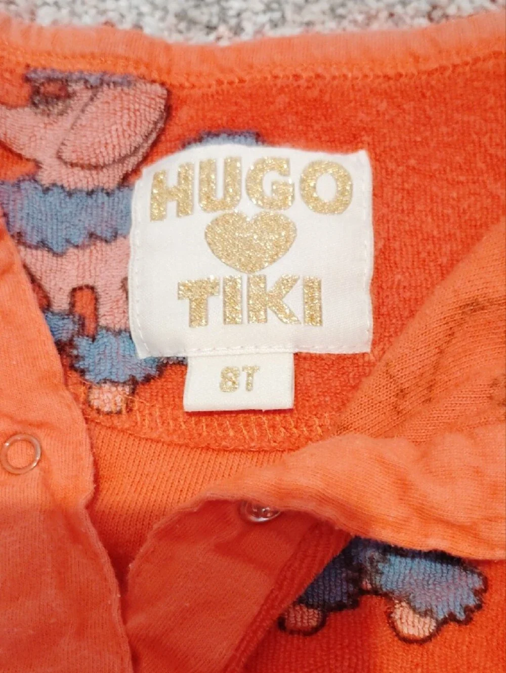 Orange Poodle Print Sleeveless Terry Romper for Kids